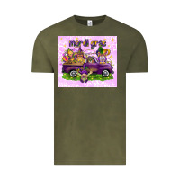 Vintage Olive Mardi Gras with gnomes Vintage Tee - NancyCooperArtShop