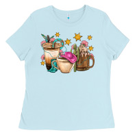 Baby Blue Western Cowgirl Coffee Cup Bbs Ladies Tee - BundleAndBundleShop
