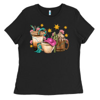 Black Western Cowgirl Coffee Cup Bbs Ladies Tee - BundleAndBundleShop