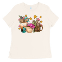 Bone Western Cowgirl Coffee Cup Bbs Ladies Tee - BundleAndBundleShop