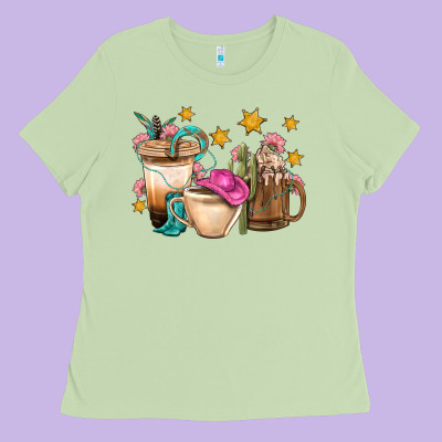 Western Cowgirl Coffee Cup Bbs Ladies Tee Designed By Bundleandbundleshop