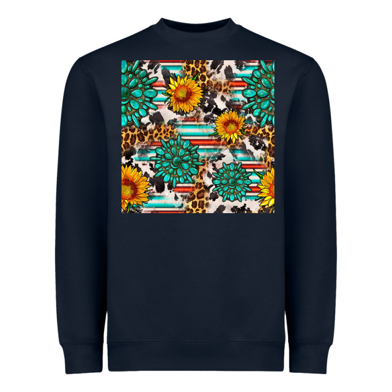 Gemstone Sunflower Cowhide Leopard Seamles Pattern Heavyweight Sweatshirt by FaDigitalArtStudio | Teevron
