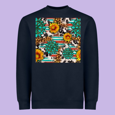 Gemstone Sunflower Cowhide Leopard Seamles Pattern Heavyweight Sweatshirt Designed By Fadigitalartstudio
