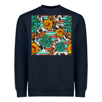 Navy gemstone sunflower cowhide leopard seamles pattern Heavyweight Sweatshirt - FaDigitalArtStudio