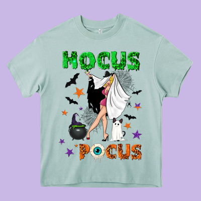 Hocus Pocus With Witch Heavy Core Tee Designed By Nancycooperartshop