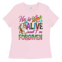 Bubblegum Pink He Is Alive And I'm Forgiven Ladies Tee - BundleAndBundleShop