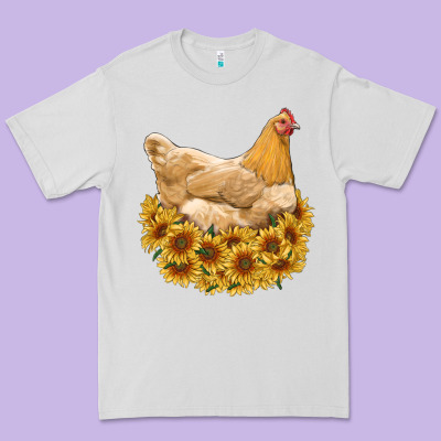 Chicken With Sunflowers Premium Tee Designed By Ranaportraitstore