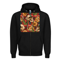 Black western skull aztec seamless pattern Zipper Hoodie - BundleAndBundleShop