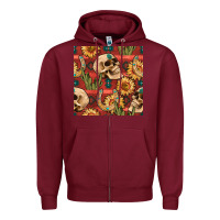 Burgundy western skull aztec seamless pattern Zipper Hoodie - BundleAndBundleShop