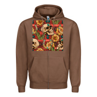 Chestnut western skull aztec seamless pattern Zipper Hoodie - BundleAndBundleShop