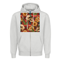 Dove Grey western skull aztec seamless pattern Zipper Hoodie - BundleAndBundleShop