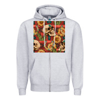 Heather Grey western skull aztec seamless pattern Zipper Hoodie - BundleAndBundleShop