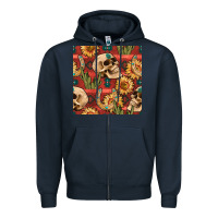 Navy western skull aztec seamless pattern Zipper Hoodie - BundleAndBundleShop
