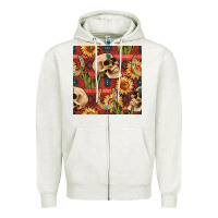 Oatmeal Heather western skull aztec seamless pattern Zipper Hoodie - BundleAndBundleShop
