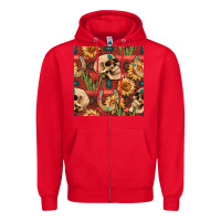 Red western skull aztec seamless pattern Zipper Hoodie - BundleAndBundleShop