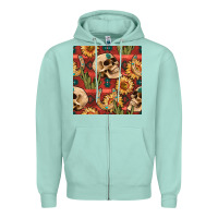 Seafoam western skull aztec seamless pattern Zipper Hoodie - BundleAndBundleShop