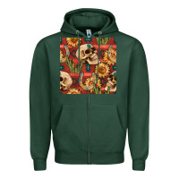 Sports Green western skull aztec seamless pattern Zipper Hoodie - BundleAndBundleShop
