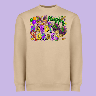 Happy Mardi Gras Heavyweight Sweatshirt Designed By Fadigitalartstudio