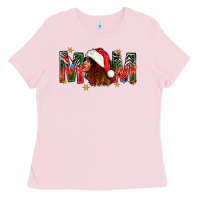 Bubblegum Pink Western Mom With Woman In Santa Hat Ladies Tee - BundleAndBundleShop