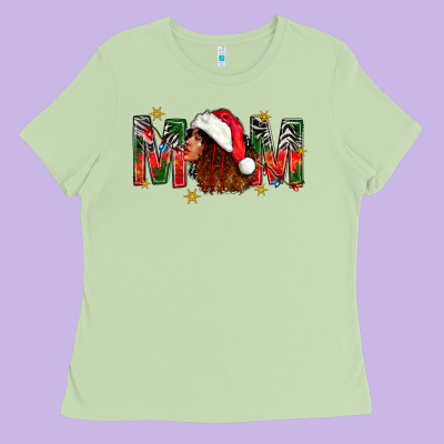 Western Mom With Woman In Santa Hat Ladies Tee Designed By Bundleandbundleshop