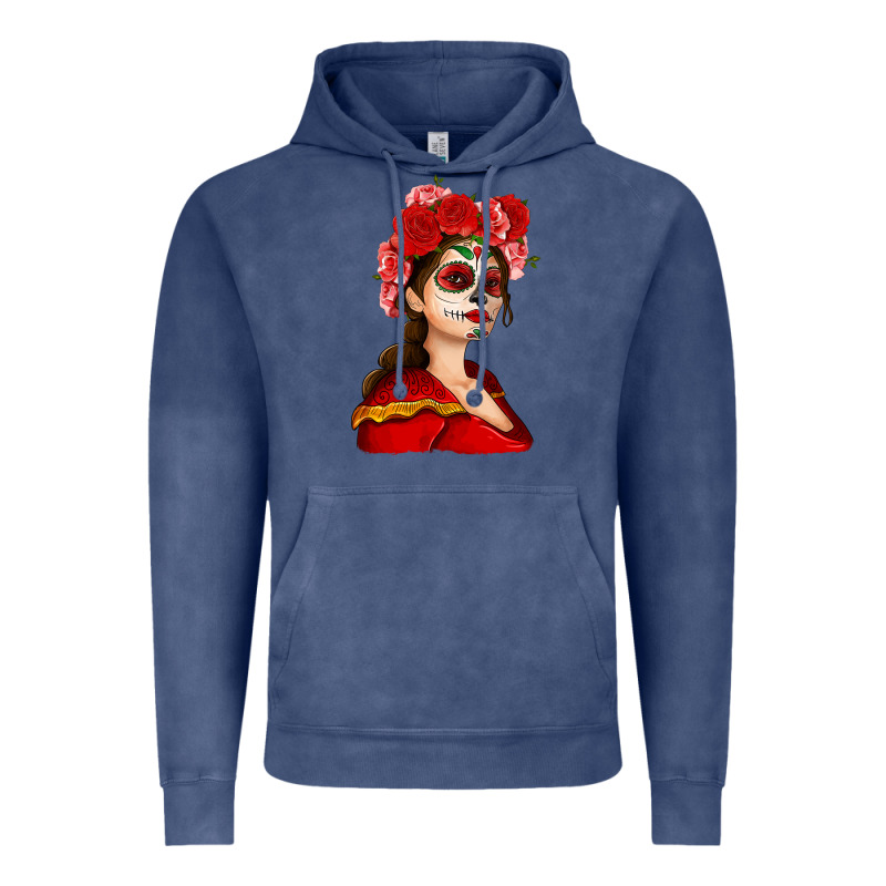 Sugar Skull Girl Vintage Hoodie by NancyCooperArtShop | Teevron