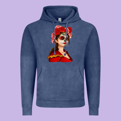 Sugar Skull Girl Vintage Hoodie Designed By Nancycooperartshop