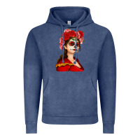 Vintage Denim Sugar skull girl Vintage Hoodie - NancyCooperArtShop