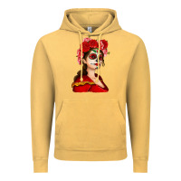 Vintage Mustard Sugar skull girl Vintage Hoodie - NancyCooperArtShop