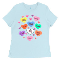 Baby Blue womens valentine candy heart valentines day vneck Ladies Tee - tuanDangUi