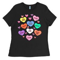 Womens Valentine Candy Heart Valentines Day Vneck Ladies Tee | Teevron