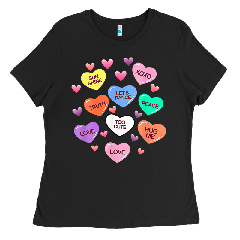 Womens Valentine Candy Heart Valentines Day Vneck Ladies Tee by tuanDangUi | Teevron
