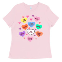 Bubblegum Pink womens valentine candy heart valentines day vneck Ladies Tee - tuanDangUi