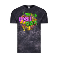Cloud Black Happy Mardi Gras y'all Vintage Tee - NancyCooperArtShop