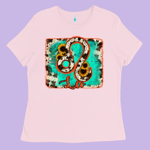 Leo Turquoise Cowhide Ladies Tee Designed By Ranaportraitstore
