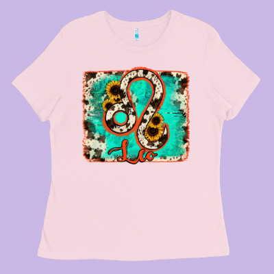 Leo Turquoise Cowhide Ladies Tee Designed By Ranaportraitstore