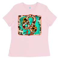 Bubblegum Pink leo turquoise cowhide Ladies Tee - RanaPortraitStore