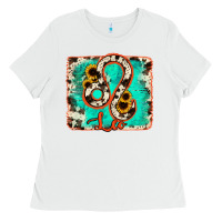White leo turquoise cowhide Ladies Tee - RanaPortraitStore