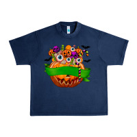 Navy Personalized Boy Halloween Candy Urban Heavy Tee - texasbilliewilder