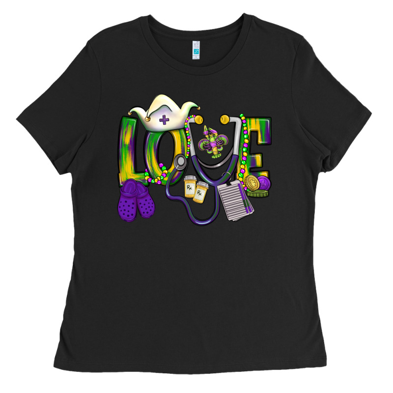 Mardi Gras Love Nurse Ladies Tee by BundleAndBundleShop | Teevron