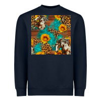 Navy western horse and sunflower seamless pattern Heavyweight Sweatshirt - FaDigitalArtStudio