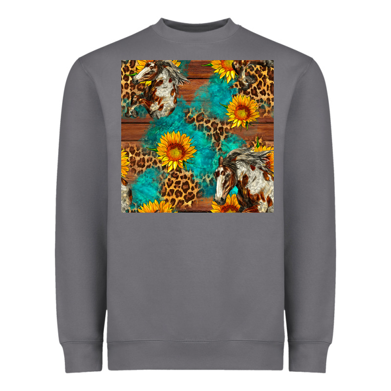 Western Horse And Sunflower Seamless Pattern Heavyweight Sweatshirt by FaDigitalArtStudio | Teevron