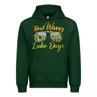 Forest Green boat waves sun rays lake days Urban Hoodie - BarkalooDesign