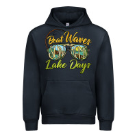 Navy boat waves sun rays lake days Urban Hoodie - BarkalooDesign