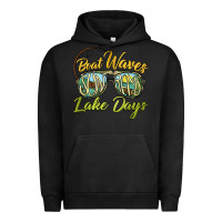 Pigment Black boat waves sun rays lake days Urban Hoodie - BarkalooDesign