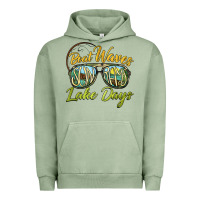 Pigment Oil Green boat waves sun rays lake days Urban Hoodie - BarkalooDesign