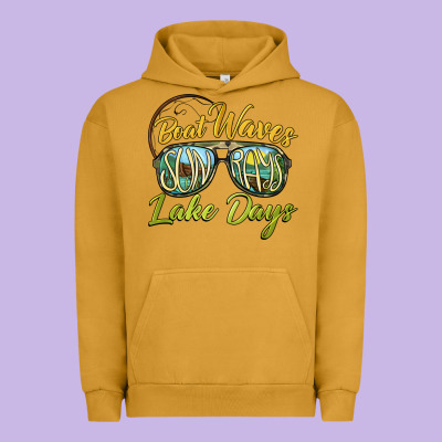 Boat Waves Sun Rays Lake Days Urban Hoodie Designed By Barkaloodesign