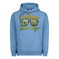 Pigment Pebble Blue boat waves sun rays lake days Urban Hoodie - BarkalooDesign