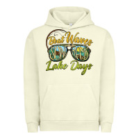 Pigment Pistachio boat waves sun rays lake days Urban Hoodie - BarkalooDesign