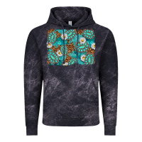 Cloud Black Leopard and Turquoise Gemstone Background Vintage Hoodie - texasbilliewilder