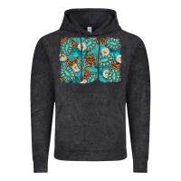 Vintage Black Leopard and Turquoise Gemstone Background Vintage Hoodie - texasbilliewilder